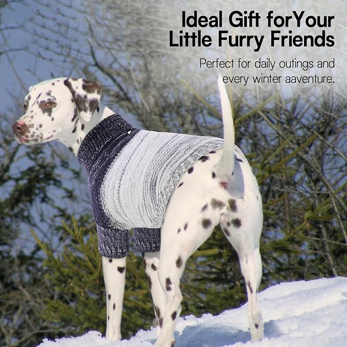 Queenmore Pullover XL Dog Sweater,Classic Turtleneck Warm Pet Sweater with Leash Hole for Dog Girls Boys,Winter Knitwear Clothes for Dachshund,Corgi,French Bulldog(Blue,XL)