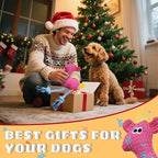 Squeak Plush Dog Toys for Small & Medium Breeds, Chew Rope to Keep Them Busy for Puppy Teething Chewing, Interactive Indoor/Outdoor Play, Best Pet Gift, Pink Deer