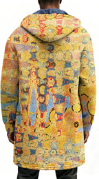 LIZALIG Long Hooded Cardigan Men Japanese Art Style Fashion Cool Graphic Coats Winter Warm Lined Fleece Jacket