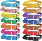 Puppy Collars for Litter - 14 Color Adjustable ID Collar Identification Leather Small Dog Collars for Puppy Medium Large Breed Dogs - Neck 6~13 Inches