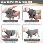 Queenmore Small Dog Pullover Sweater, Cold Weather Cable Knitwear, Classic Turtleneck Thick Warm Clothes for Chihuahua, Bulldog, Dachshund, Pug (Slate Grey, Large)