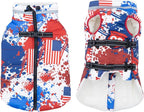 Small Dog Coat with Harness Built-in, Waterproof Reflective Fleece Lined - Warm Windproof Winter Jacket with Back Zipper, Cold Weather Snow Dog Coats - American Flag - XS