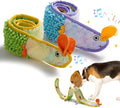 Nocciola EEL Squeaky Dog Toy, Tough No Stuffing Toy for Tug of War, Puppy Interactive Puzzle Fun to Keep Them Busy, Cognitive Crinkle Dog Toy for Large Medium Small Breed, Blue&Yellow