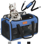 PETUX TSA Approved Pet Carrier in Cabin, 17"x11"x9.5" Soft Cat Carriers for Small Cat up to 12 lb, Top-Open Portable and Breathable Pet Carrier Airline Approved for Travel and Vet Visit, Blue