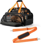 18x13.5x9 TSA Approved top and 1 Side Expandable pet Carrier for Small Dog Puppy cat up to 8 lbs Weight, for Spirit Southwest Airlines with Double Zipper Locks and 2 Pockets.