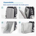 Lollimeow Cat Carrier Backpack, Bubble Expandable Backpack Carrier, Pets and Small Dogs,Airline-Approved, Designed for Travel, Hiking, Walking & Outdoor Use (Square Back Expandable-Black)