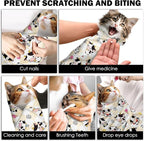 27.6" Cat Grooming Wrap, Self Adhesive Cat Wrap for Cutting Nails, Anti-Escape Calming Cat Swaddle Wrap for Medicine Ear Cleaning, Cow Anti-Scratch Cats Burrito Restraint Blanket, Pet Tool (6-10 lbs)