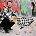 KOOLTAIL Plaid Dog Hoodie Pet Clothes Sweater with Hat and Pocket for Small Medium Large Size Dogs, Soft Winter Warm Dog Cold Weather Coat, Fleece Fall Dog Hooded Sweatshirt for Puppy Cats, White XL