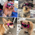 Dog Goggles Medium Breed, Dog Sunglasses Small Breed Dog Eye Sun Light Protection, UV Protection Goggles for Dog with Adjustable Straps, Medium Pink