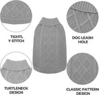 Mihachi Turtleneck Dog Sweater - Winter Coat Apparel Classic Cable Knit Clothes with Leash Hole for Cold Weather, Ideal Gift for Pet in New Year Grey SM