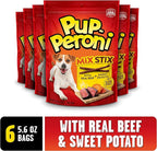 Pup-Peroni Dog Treats, Real Beef + Sweet Potato Mix Stix, 5.6 Ounce (Pack of 8)