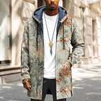 LIZALIG Long Hooded Cardigan Men Japanese Art Style Fashion Cool Graphic Coats Winter Warm Lined Fleece Jacket