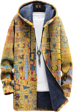 LIZALIG Long Hooded Cardigan Men Japanese Art Style Fashion Cool Graphic Coats Winter Warm Lined Fleece Jacket