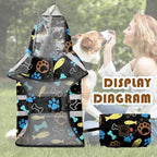 Dog Raincoat, Adjustable Rain Jacket with Hooded Double Layer for Large Medium Small Dogs Puppies, Lightweight Waterproof Rain Coat Poncho with Reflective Stripe Paw Print Black,L