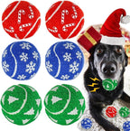 Christmas Dog Balls Toys, 6 Pack 2.5'' Squeaky Tennis Balls for Dogs | Idea Gift for Puppy Birthday & Christmas Decoration & Stocking Stuffers, Small Medium Large Breeds