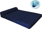 Dogbed4less Premium HeadRest Pillow Orthopedic Cool Memory Foam Dog Bed for Large Dogs, Waterproof Lining with Washable Denim Blue Cover, XXL 55X37