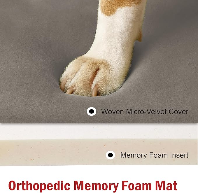 Majestic Pet Orthopedic Memory Foam Dog Crate Mat - Plush Pet Bed Pad for Crates & Kennels | USA Crafted | 30"x21" Villa Vintage