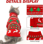 KOOLTAIL Cat Sweater Turtleneck- Soft Knit Cat Christmas Sweaters for Cats Only, Elk Christmas Tree Pattern Thick Warm Cold Weather Pet Clothes Outfit for Small Medium Large Size Kitten Puppy Red M