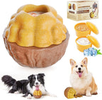 Dog Frozen Treats Toy, Cognitive Dogs Brain Stimulation Puzzle Toys for Aggressive Chewers, Interactive Dispensing Toy Enrichment Keep Them Busy No-Boredom, Tough Nylon&Coffe Wood Fillable Dog Feeder