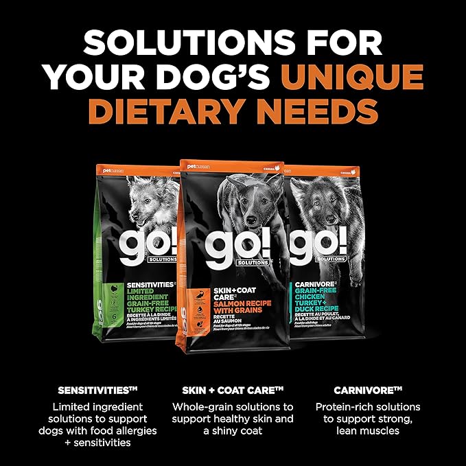 Go! Solutions Skin + Coat Care, Dry Dog Food, Salmon Recipe with Grains, 12 lb Bag