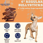 Amazing Dog Treats - 6 Inch Medium Size Bully Sticks (100 Count) - Bulk Bully Sticks for Dogs - No Hide Bully Stick Dog Bones