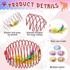 Jecery 5 Pcs Halloween Cat Spring Balls Toys Stretchable Rolling Balls Colorful Playful Coils Interactive Spring Action Toy Caged Rats for Kitten Cat Pet Supplies(Cute Mouse,Bright Color,5 Pcs)
