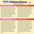 INABA Chicken Dinner for Dogs, Soft Pate Wet Dog Food, Complete & Balanced, 2.4 oz. Pouch, 15 Pouches, Salmon & Beef Variety