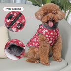 Warm Fleece Dog Coats with Durable Harness Buitl in D-Ring,Waterproof Doggie Jacket for Large Dogs,Dog Vest for Cold Winter,Red,Snow Pattern XXXL
