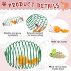 Jecery 5 Pcs Halloween Cat Spring Balls Toys Stretchable Rolling Balls Colorful Playful Coils Interactive Spring Action Toy Caged Rats for Kitten Cat Pet Supplies(Catnip Rats,Bright Color,5 Pcs)