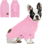 cyeollo Small Dog Sweater with Leash Hole Warm Turtleneck Knitwear Dog Clothes Puppy Sweaters for Small Dogs,Pink, S