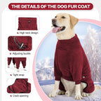 Dog Winter Coat, Warm Fleece Jacket, Windproof Pullover Jumpsuit, Full Body Dog Pajamas Onesie, Cold Weather Clothes for Medium Large Dog