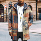 LIZALIG Long Hooded Cardigan Men Japanese Art Style Fashion Cool Graphic Coats Winter Warm Lined Fleece Jacket