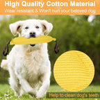 ToLanbbt Dog Tug Toy Bite Jute Pillow Pull Toy with 2 Strong Handles Perfect for Tug of War, Puppy Interactive Play, Tear Resistant Bite Training for Small Medium Large Dogs (Bright Yellow-Footprint)