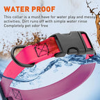 Dogline Biothane Waterproof Dog Collar with Quick Release Buckle Strong Coated Nylon Webbing with Odor- Proof for Easy Care Easy to Clean Fits Small Medium or Large Dogs, Pink 1" W 15-23" L