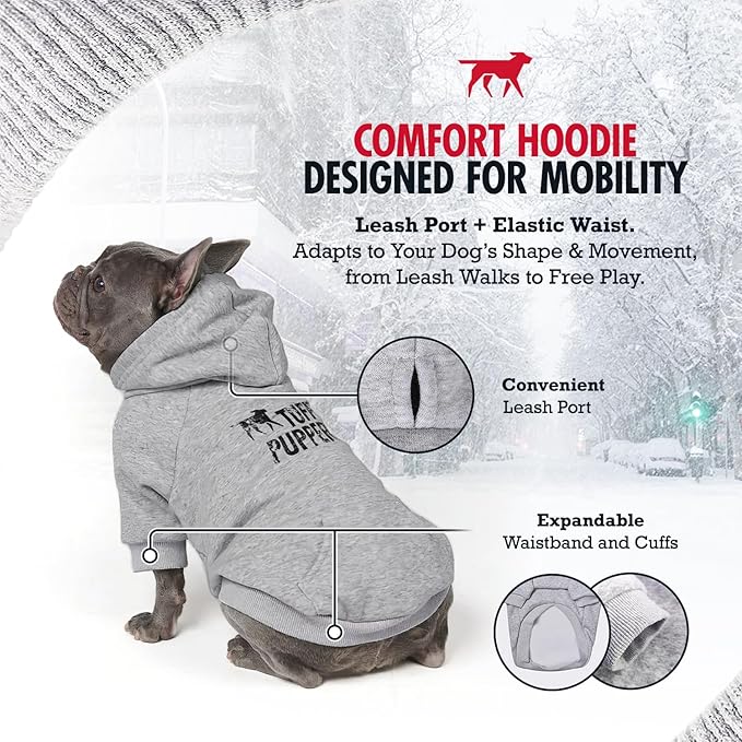 Tuff Pupper Dog Hoodie | Premium Quality 100% Organic Cotton | Ultra Soft Interior for Superior Comfort | Elastic Cuffs & Drawstring for Warmth | Stretch Fit Suitable for All Breeds (Gray, 3XL)