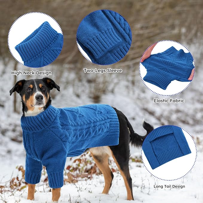 ASENKU Knitted Dog Sweater, Pullover Big Thermal Dog Winter Sweater, Turtleneck Doggy Sweaters for Large Medium Dogs Boy Girl,Warm Pet Sweatshirt for German Shepherd,Great Dane,5XL