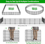 Square Steel Pipe Dog Fence Outdoor 32 Piece Panels 40" Height Anti-Rust Heavy Duty Dog Playpen with Doors Portable for Yard RV Camping, Total 71FT, 406 Sq.ft, Snowy Black