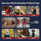 IECOii XXL Dog Sweater,Thermal Knit Big Dog Sweater with Sleeve,Pet Turtleneck Doggy Sweatshirt for Extra Large Dogs Boy Girl,Stretchy Large Dogs Cold Weather Outfit Pitbull Clothes,(Rose red,XXL)