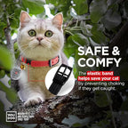 Leather Cat Collar with Bell and Safety Elastic Strap Breakaway Alternative for Small & Large Kittens, Stylish Pet Leather Collar for Boy, Girl Cats with Metal Buckle & QR ID Tag (Red)