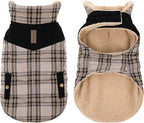 Winter Coat for Medium Dogs, Dog Plaid Jacket, Pets Coat for Cold Weather, Windproof Warm Garments, Pet Thickened Outfits Indoor Outdoor, Beige M