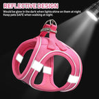 GAMUDA Small Pet Harness Collar and Leash Set, Step in No Chock No Pull Linen Fabric Soft Mesh Dog Vest Harnesses Reflective for Dogs Puppy Cats Kitten Rabbit (Pink, M)