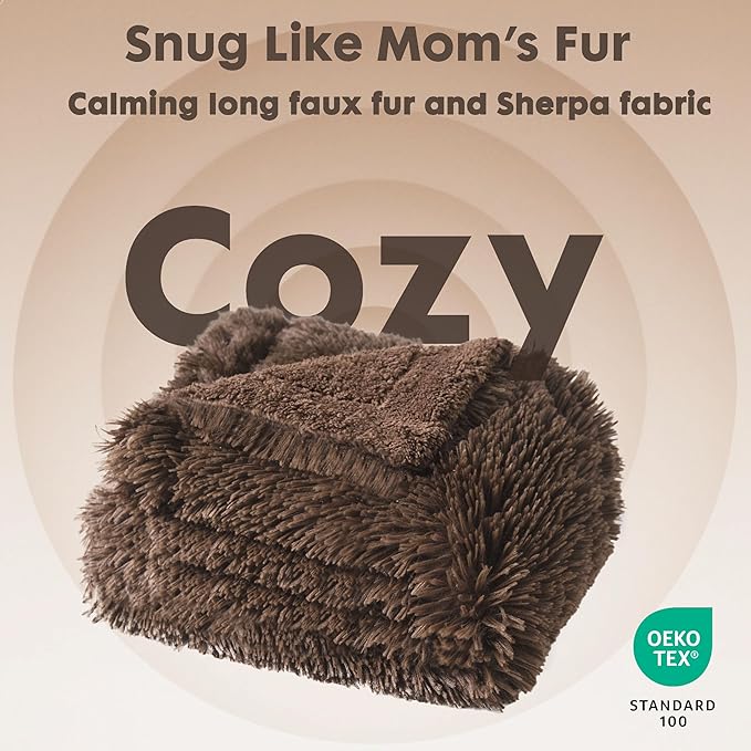 gogobunny Waterproof Dog Blanket for Large Dogs, Cats, Puppy, Reversible Faux Fur Pet Throw Blanket, Washable, Calming Furniture Protection for Sofa Bed (50x60 Inch (Pack of 1), Chocolate)