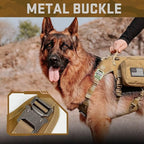 Forestpaw Dog Harness Medium Sized,Tactical Dog Harness with Handle,No Pull Military Style Service Dog Vest with Pockets Adjustable for Medium Dogs,Brown,Chest 21.5-45"