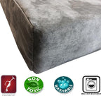 Dogbed4less Premium HeadRest Pillow Orthopedic Cool Memory Foam Dog Bed for Large Dogs, Waterproof Lining with Washable Suede Grey Cover, XXL 55X37X4