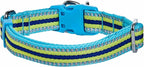 Blueberry Pet Safety Dog Collar with Dual D-Rings | 3M Reflective Multi-Colored Adjustable Collar in Blue and Yellow | Soft Nylon Dog Collar for Active Small Dogs