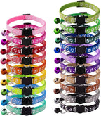 19Pcs Puppy ID Collars with Bell Adjustable 19-32cm, Soft Nylon Adjustable Breakaway Identification Collars for Newborn Pets