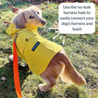 DJANGO Highland Dog Jacket & Raincoat – Water-Repellent, Lined Dog Coat with Hood, Adjustable Fit & Harness Hole – Lightweight Rain & Wind Jacket for Small & Medium Dogs up to 30 lbs (Yellow, Large)