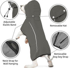 Mile High Life Dog Raincoat, Adjustable Waterproof Pet Rain Jacket, Reflective Hooded Poncho for Small Medium Large Dogs, Lightweight Breathable Pet Rain Coat (Dark Gray,M Chest 22"-28")