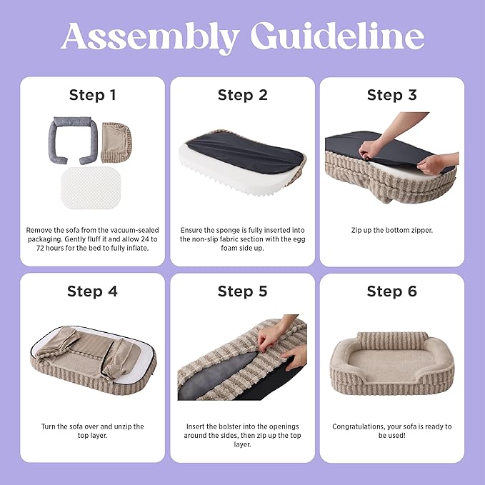 LE SURE Cute XL Dog Beds, Orthopedic Waterproof Dog Bed for Extra Large Dogs, High Back Non-Slip Bottom and Egg-Crate Foam Big Pet Couch Sofa with Washable Removable Cover, Beige