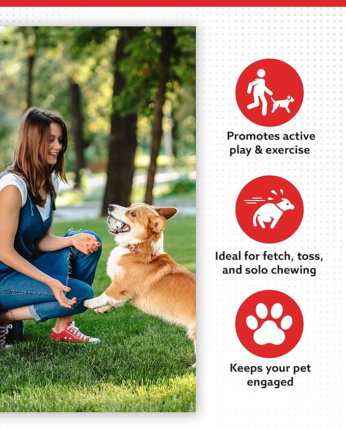 ALPI Chomp Ball - Durable Chew Toys for Dogs & Other Pets - Stimulating Dog Toys for Aggressive Chewers - Soft Dog Chews - 3-Pack, White